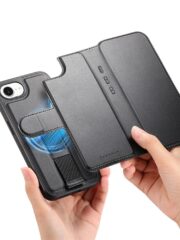 For iPhone 16e Magnetic Case CASENEO RFID Blocking Wallet Detachable Leather Phone Cover with Wristband by The Case Factory