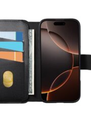 For iPhone 16e Magnetic Case CASENEO RFID Blocking Wallet Detachable Leather Phone Cover with Wristband by The Case Factory