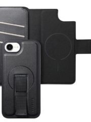 For iPhone 16e Magnetic Case CASENEO RFID Blocking Wallet Detachable Leather Phone Cover with Wristband by The Case Factory