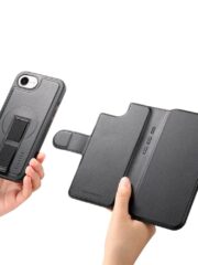 For iPhone 16e Magnetic Case CASENEO RFID Blocking Wallet Detachable Leather Phone Cover with Wristband by The Case Factory