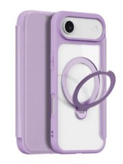 DUX DUCIS Skin X Pro Series For iPhone Air Leather Case Rotary Kickstand Cover Compatible with MagSafe Purple Pink iPhone Air by The Case Factory