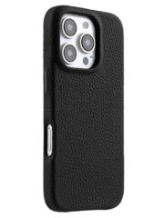 MELKCO For iPhone 16 Pro Case Full-Wrap Genuine Cow Leather Premium Phone Cover | Compatible with MagSafe Black iPhone 16 Pro by The Case Factory