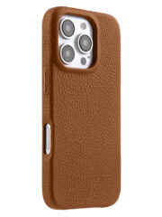 MELKCO For iPhone 16 Pro Case Full-Wrap Genuine Cow Leather Premium Phone Cover | Compatible with MagSafe Brown iPhone 16 Pro by The Case Factory