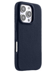 MELKCO For iPhone 16 Pro Case Full-Wrap Genuine Cow Leather Premium Phone Cover | Compatible with MagSafe Dark Blue iPhone 16 Pro by The Case Factory