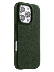 MELKCO For iPhone 16 Pro Case Full-Wrap Genuine Cow Leather Premium Phone Cover | Compatible with MagSafe Green iPhone 16 Pro by The Case Factory