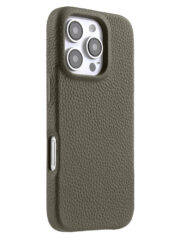 MELKCO For iPhone 16 Pro Case Full-Wrap Genuine Cow Leather Premium Phone Cover | Compatible with MagSafe Grey iPhone 16 Pro by The Case Factory