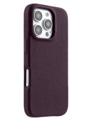 MELKCO For iPhone 16 Pro Case Full-Wrap Genuine Cow Leather Premium Phone Cover | Compatible with MagSafe Dark Purple iPhone 16 Pro by The Case Factory