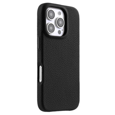 MELKCO For iPhone 16 Pro Max Case Full-Wrap Genuine Cow Leather Premium Phone Cover | Compatible with MagSafe Black iPhone 16 Pro Max by The Case Factory