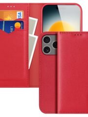 DUX DUCIS Hivo Series For iPhone 17 Pro Max Case Cowhide Leather RFID Blocking Wallet Stand Flip Phone Cover Red iPhone 17 Pro Max by The Case Factory
