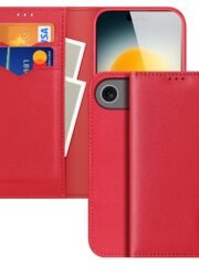 DUX DUCIS Hivo Series For iPhone Air Case Cowhide Leather RFID Blocking Wallet Stand Flip Phone Cover Red iPhone Air by The Case Factory