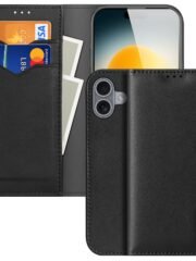 DUX DUCIS Hivo Series For iPhone 17 Case Cowhide Leather RFID Blocking Wallet Stand Flip Phone Cover Black iPhone 17 by The Case Factory