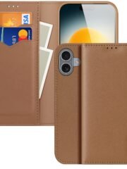 DUX DUCIS Hivo Series For iPhone 17 Case Cowhide Leather RFID Blocking Wallet Stand Flip Phone Cover Brown iPhone 17 by The Case Factory