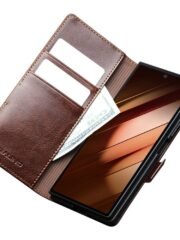 QIALINO For Samsung Galaxy Z Fold7 Wallet Case Waxy Genuine Leather Magnetic Closure Flip Phone Cover by The Case Factory