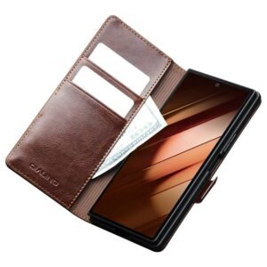QIALINO For Samsung Galaxy Z Fold7 Wallet Case Waxy Genuine Leather Magnetic Closure Flip Phone Cover by The Case Factory