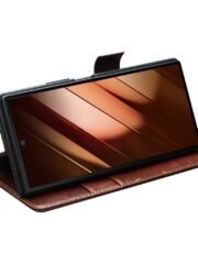 QIALINO For Samsung Galaxy Z Fold7 Wallet Case Waxy Genuine Leather Magnetic Closure Flip Phone Cover by The Case Factory