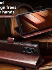 QIALINO For Samsung Galaxy Z Fold7 Wallet Case Waxy Genuine Leather Magnetic Closure Flip Phone Cover by The Case Factory