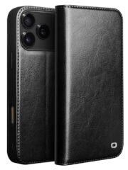 QIALINO For iPhone 17 Pro Max Case Wallet Stand Genuine Cow Leather Phone Cover Black iPhone 17 Pro Max by The Case Factory