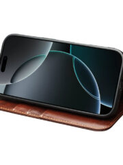 QIALINO For iPhone 17 Pro Case Wallet Stand Genuine Cow Leather Phone Cover by The Case Factory