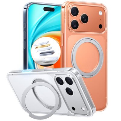 TORRAS Ostand O1 Guardian Series For iPhone 17 Pro Magnetic Case Rotating Kickstand Phone Cover Transparent iPhone 17 Pro by The Case Factory