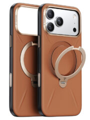 TORRAS Ostand Q3 VegSkin Series For iPhone 17 Pro Case Compatible with MagSafe Kickstand Phone Cover Brown iPhone 17 Pro by The Case Factory