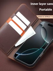 QIALINO For iPhone 17 Pro Max Case Wallet Flip Stand Genuine Cow Leather Phone Cover by The Case Factory