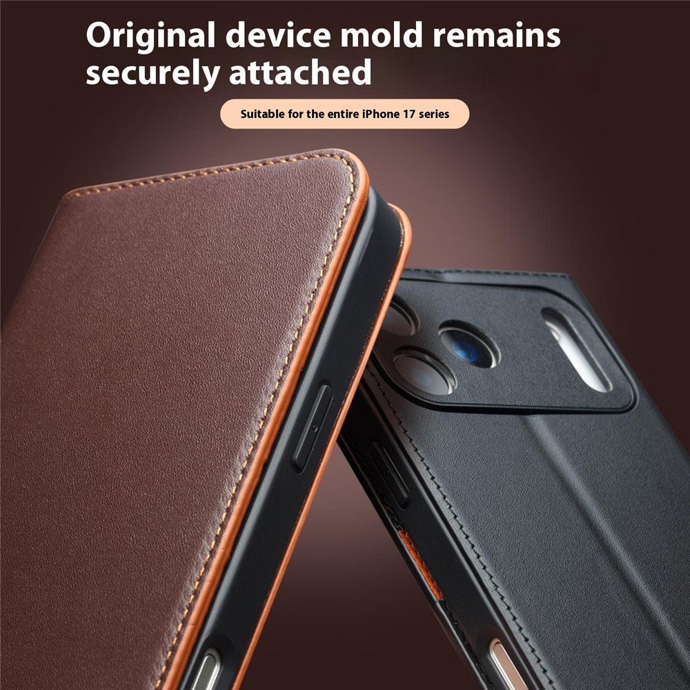 QIALINO For iPhone 17 Pro Max Case Wallet Flip Stand Genuine Cow Leather Phone Cover by The Case Factory