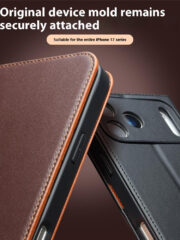 QIALINO For iPhone 17 Pro Case Wallet Flip Stand Genuine Cow Leather Phone Cover by The Case Factory
