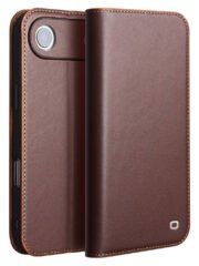 QIALINO For iPhone Air Case Wallet Flip Stand Phone Cover Genuine Cow Leather Brown iPhone Air by The Case Factory