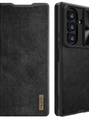 NILLKIN Qin Pro Series for Samsung Galaxy Z Fold7 Case with Card Slots Leather Phone Cover with Stylus Black Samsung Galaxy Z Fold7 by The Case Factory