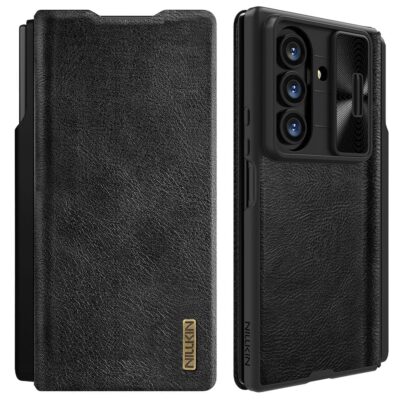 NILLKIN Qin Pro Series for Samsung Galaxy Z Fold7 Case with Card Slots Leather Phone Cover with Stylus Black Samsung Galaxy Z Fold7 by The Case Factory
