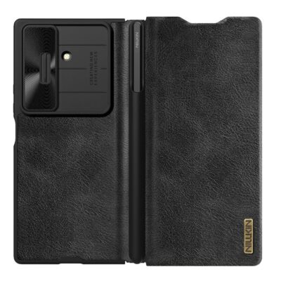 NILLKIN Qin Pro Series for Samsung Galaxy Z Fold7 Case with Card Slots Leather Phone Cover with Stylus by The Case Factory