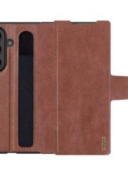 NILLKIN For Samsung Galaxy Z Fold7 Case PU-PC Stand Design Phone Cover with Card Slot Brown Samsung Galaxy Z Fold7 by The Case Factory
