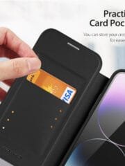 DUX DUCIS Skin X Pro for iPhone 14 Pro Max Magnetic Case Card Slot Leather Flip Phone Cover by The Case Factory