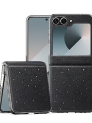 DUX DUCIS STEX Series For Samsung Galaxy Z Flip6 5G / Galaxy Z Flip7 FE Case Star Pattern Leather Phone Cover Black by The Case Factory