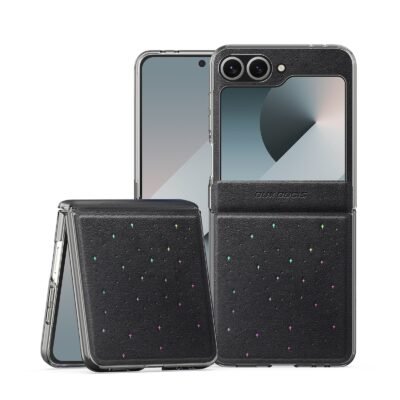 DUX DUCIS STEX Series For Samsung Galaxy Z Flip6 5G / Galaxy Z Flip7 FE Case Star Pattern Leather Phone Cover Black by The Case Factory