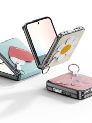 DUX DUCIS Luvy Series For Samsung Galaxy Z Flip6 / Galaxy Z Flip7 FE Case Leather Phone Cover with Ring Holder / Strap by The Case Factory