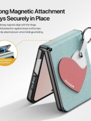 DUX DUCIS Luvy Series For Samsung Galaxy Z Flip6 / Galaxy Z Flip7 FE Case Leather Phone Cover with Ring Holder / Strap by The Case Factory