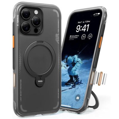 TORRAS Ostand Q3 Air Series For iPhone 16 Pro Max Case Shockproof Kickstand Phone Cover | Compatible with MagSafe Black iPhone 16 Pro Max by The Case Factory