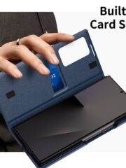 Flip Leather Case For Samsung Galaxy Z Fold 7 6 5 4 3 Series with Smart View Window and Card Slot Phone Cover by The Case Factory