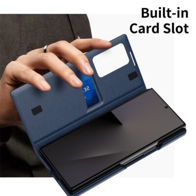 Flip Leather Case For Samsung Galaxy Z Fold 7 6 5 4 3 Series with Smart View Window and Card Slot Phone Cover by The Case Factory