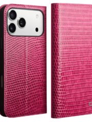 QIALINO For iPhone 17 Pro Wallet Case Crocodile Texture Genuine Cow Leather Anti-Drop Phone Cover As Shown iPhone 17 Pro by The Case Factory