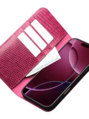 QIALINO For iPhone 17 Pro Wallet Case Crocodile Texture Genuine Cow Leather Anti-Drop Phone Cover by The Case Factory