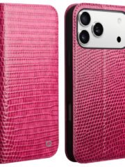 QIALINO For iPhone 17 Pro Max Wallet Case Crocodile Texture Genuine Cow Leather Anti-Drop Phone Cover As Shown iPhone 17 Pro Max by The Case Factory