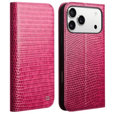 QIALINO For iPhone 17 Pro Max Wallet Case Crocodile Texture Genuine Cow Leather Anti-Drop Phone Cover As Shown iPhone 17 Pro Max by The Case Factory