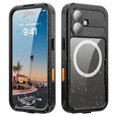 REDPEPPER For iPhone 17 IP68 Waterproof Case Clear Back Phone Cover Compatible with MagSafe Black iPhone 17 by The Case Factory