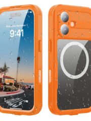 REDPEPPER For iPhone 17 IP68 Waterproof Case Clear Back Phone Cover Compatible with MagSafe Orange iPhone 17 by The Case Factory