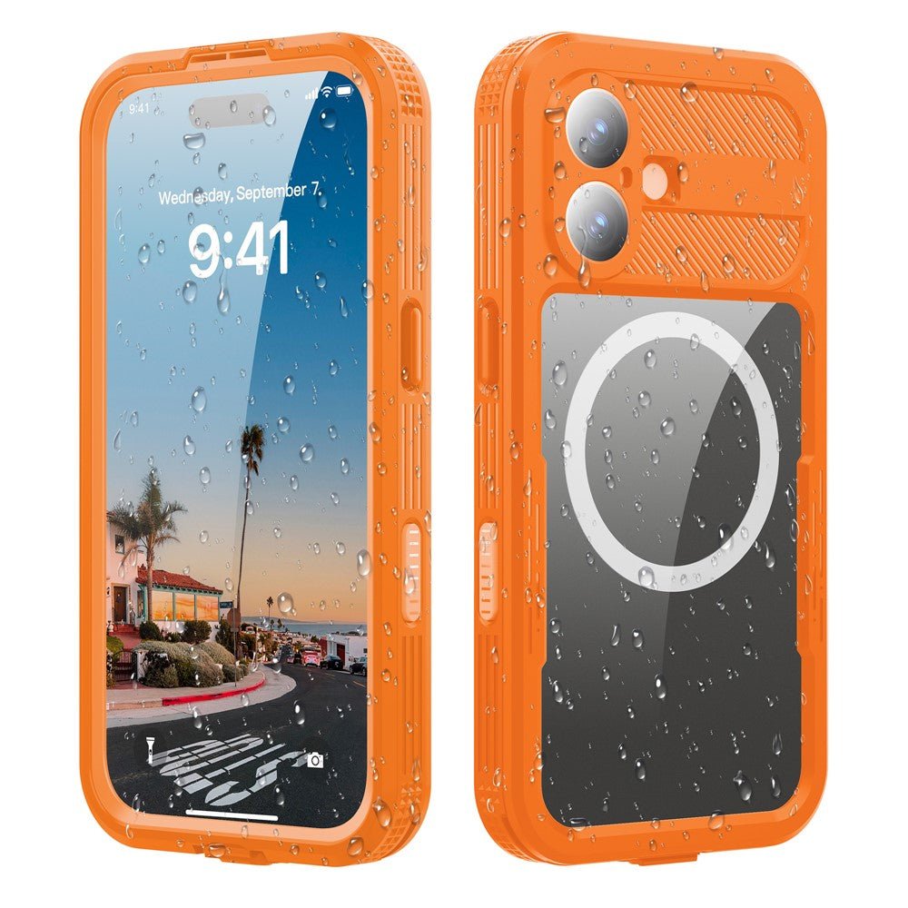 REDPEPPER For iPhone 17 IP68 Waterproof Case Clear Back Phone Cover Compatible with MagSafe Orange iPhone 17 by The Case Factory