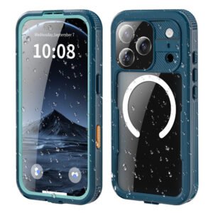 REDPEPPER For iPhone 17 Pro IP68 Waterproof Case Clear Back Phone Cover Compatible with MagSafe Blue iPhone 17 Pro by The Case Factory