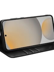 QIALINO For Samsung Galaxy S25 FE Wallet Case Waxy Genuine Leather Flip Phone Cover by The Case Factory