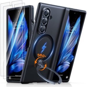 TORRAS Ostand Q3 Spin Series For Samsung Galaxy Z Fold7 Case 360 Degree Rotating Magnetic Kickstand Phone Cover (with 2 Tempered Glass Film Included) As Shown Samsung Galaxy Z Fold7 by The Case Factory